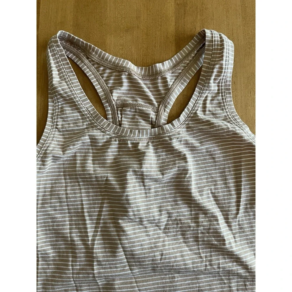 Lululemon Women's Love Tank Pleated Modern Stripe Striped Camel Tan